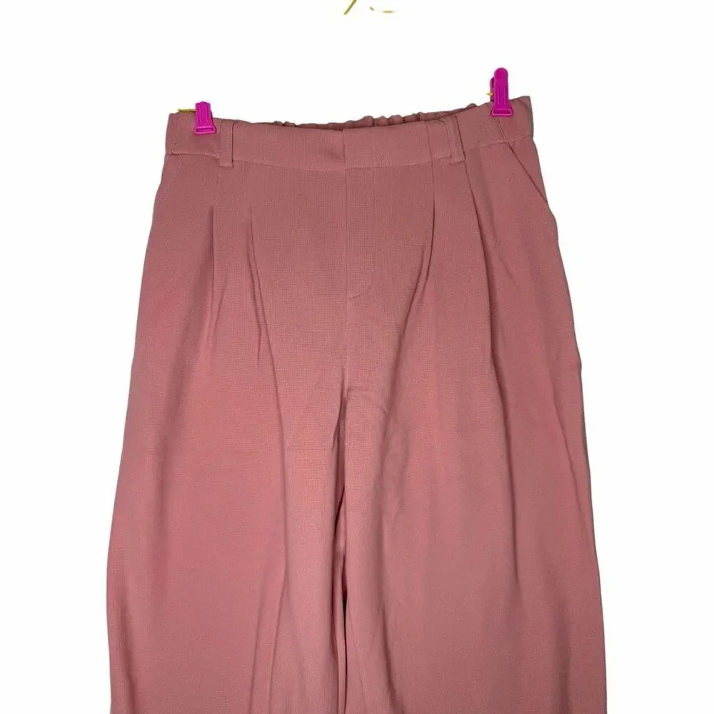 NEW Halara Wide Leg Work Pants XL Regular Pink High Waisted Stretch Pull On Offi